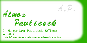 almos pavlicsek business card